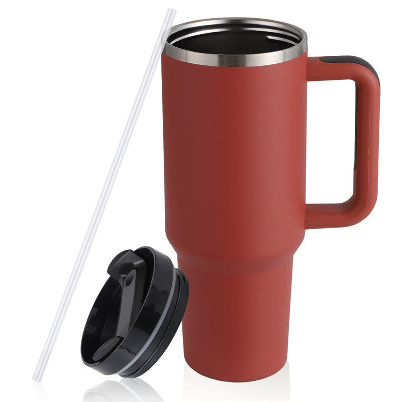 40oz Travel Coffee Mug – BPA-Free Stainless Steel Tumbler with Straw & Handle