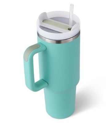 40oz Travel Coffee Mug – BPA-Free Stainless Steel Tumbler with Straw & Handle