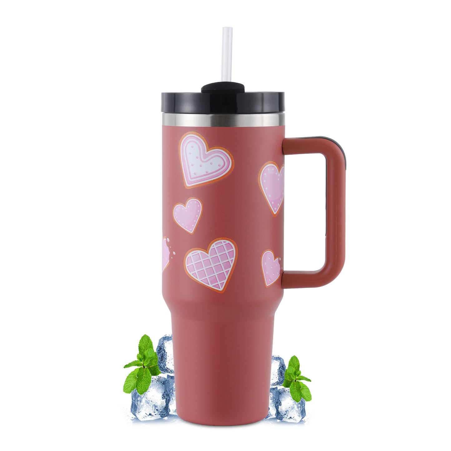 40oz Travel Coffee Mug – BPA-Free Stainless Steel Tumbler with Straw & Handle