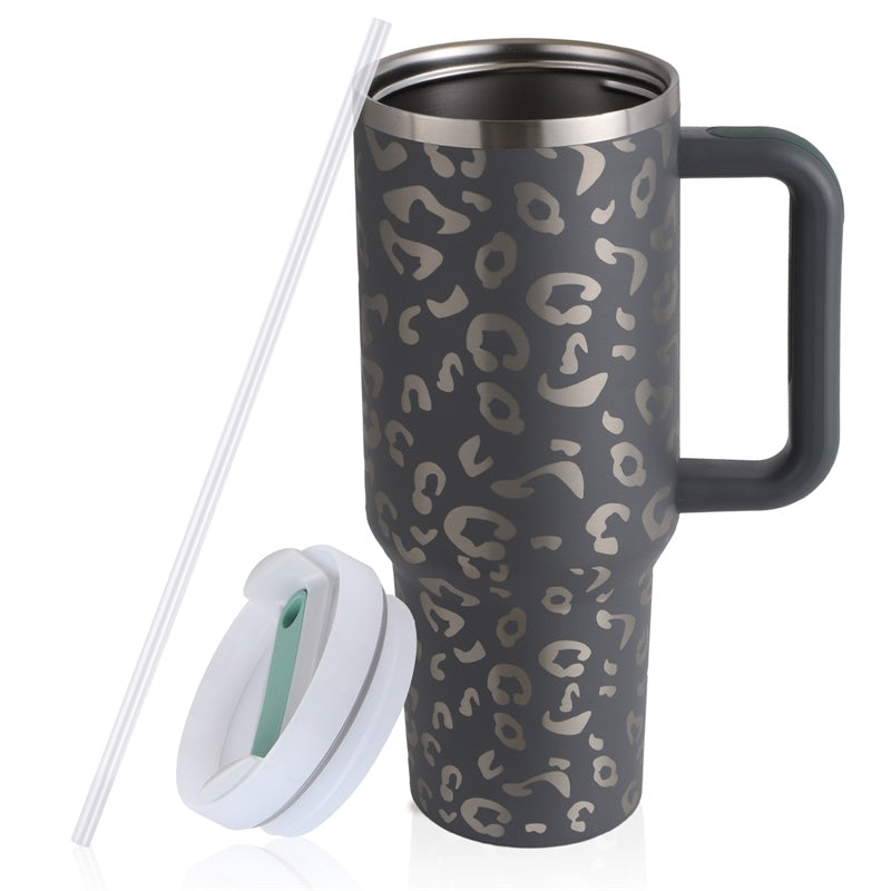 40oz Travel Coffee Mug – BPA-Free Stainless Steel Tumbler with Straw & Handle