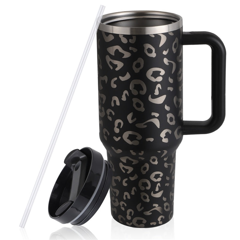 40oz Travel Coffee Mug – BPA-Free Stainless Steel Tumbler with Straw & Handle